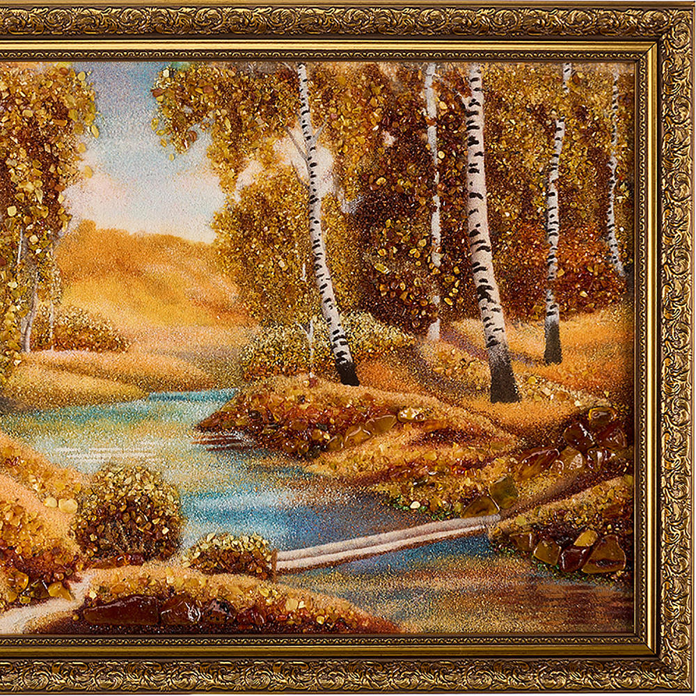 Картина янтарная «Осеннее настроение. Березки» 60х40 см - интернет магазин Русь Велика я фото 2