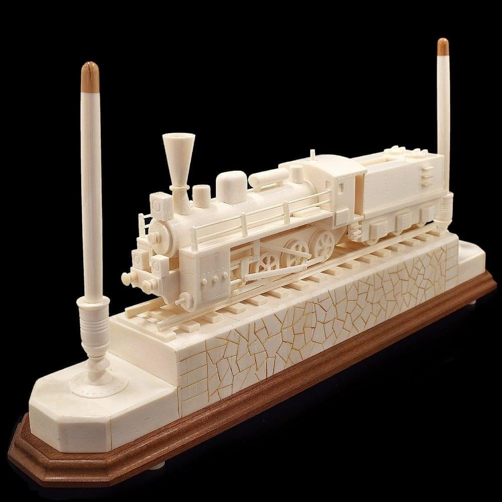 Настольный набор для руководителя из рога лося «Паровоз» - интернет магазин Русь Велика я фото 2