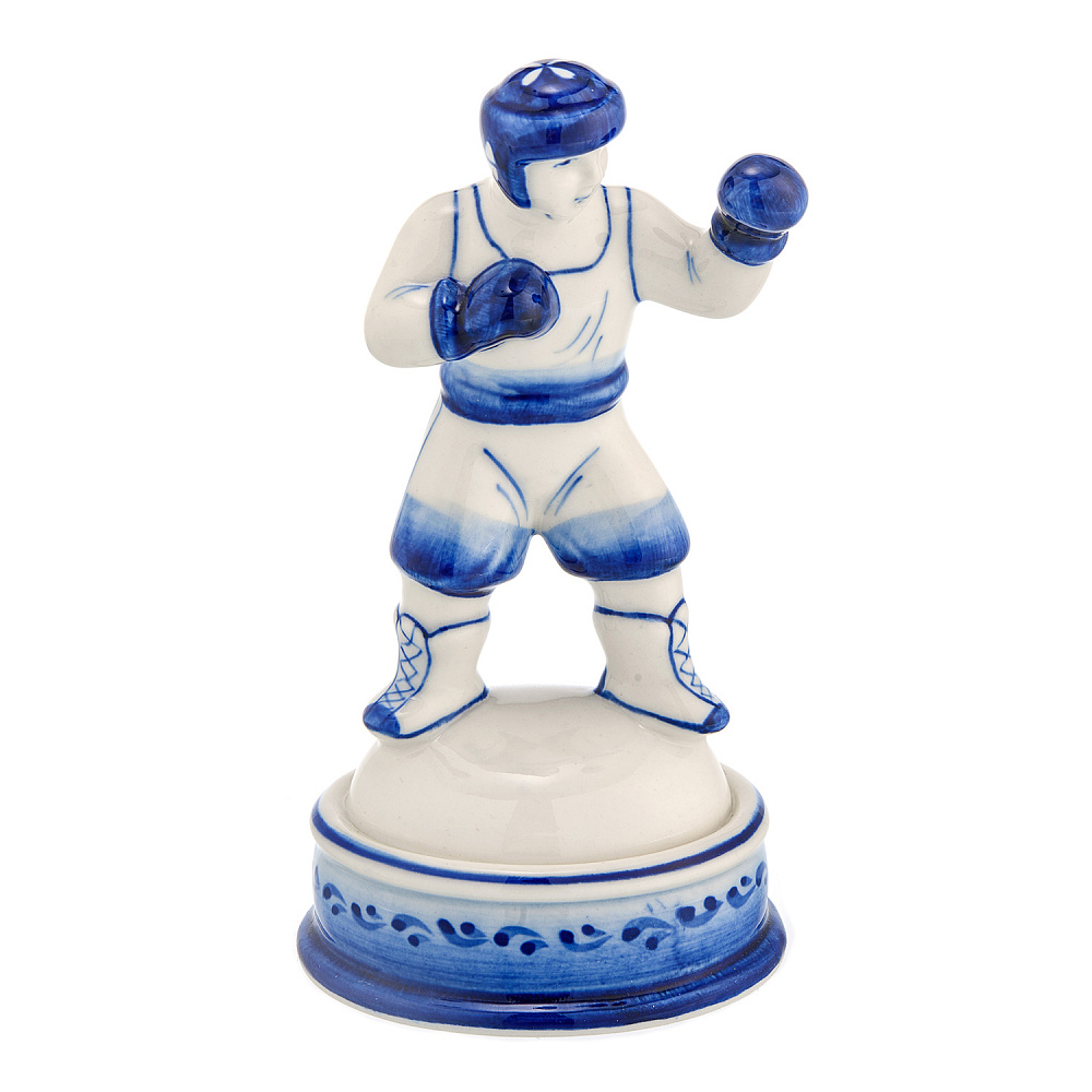 Статуэтка «Боксер». Гжель - интернет магазин Русь Велика я 