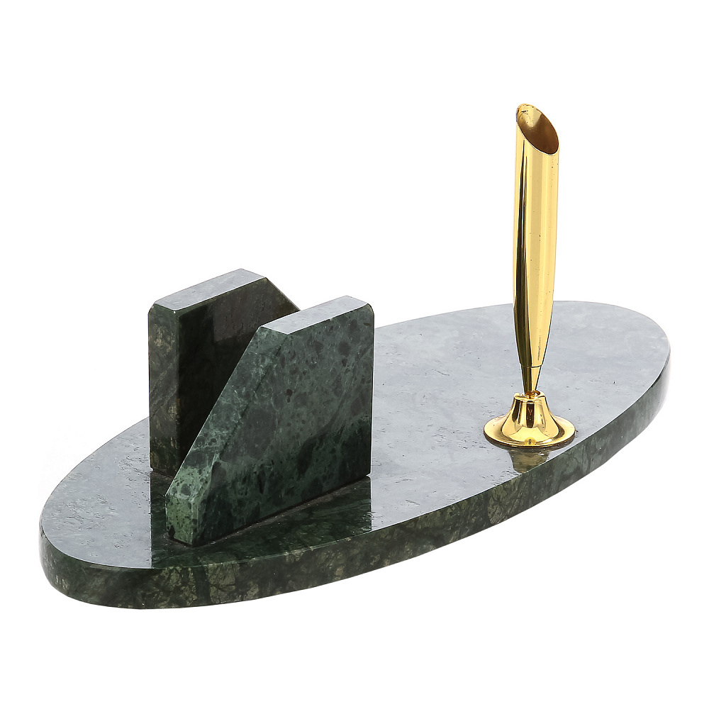 Настольная визитница из камня с подставкой для ручки - интернет магазин Русь Велика я фото 1