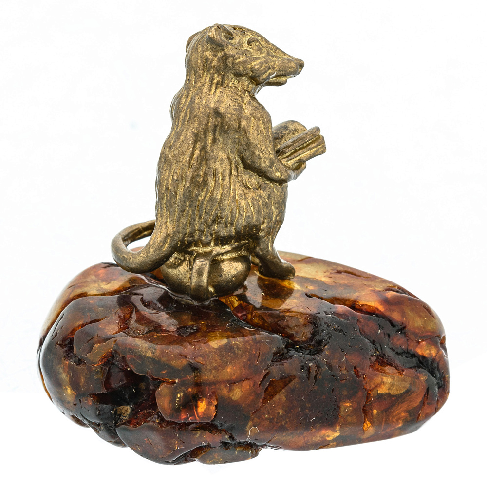 Статуэтка с янтарем «Крыса читает» - интернет магазин Русь Велика я фото 3