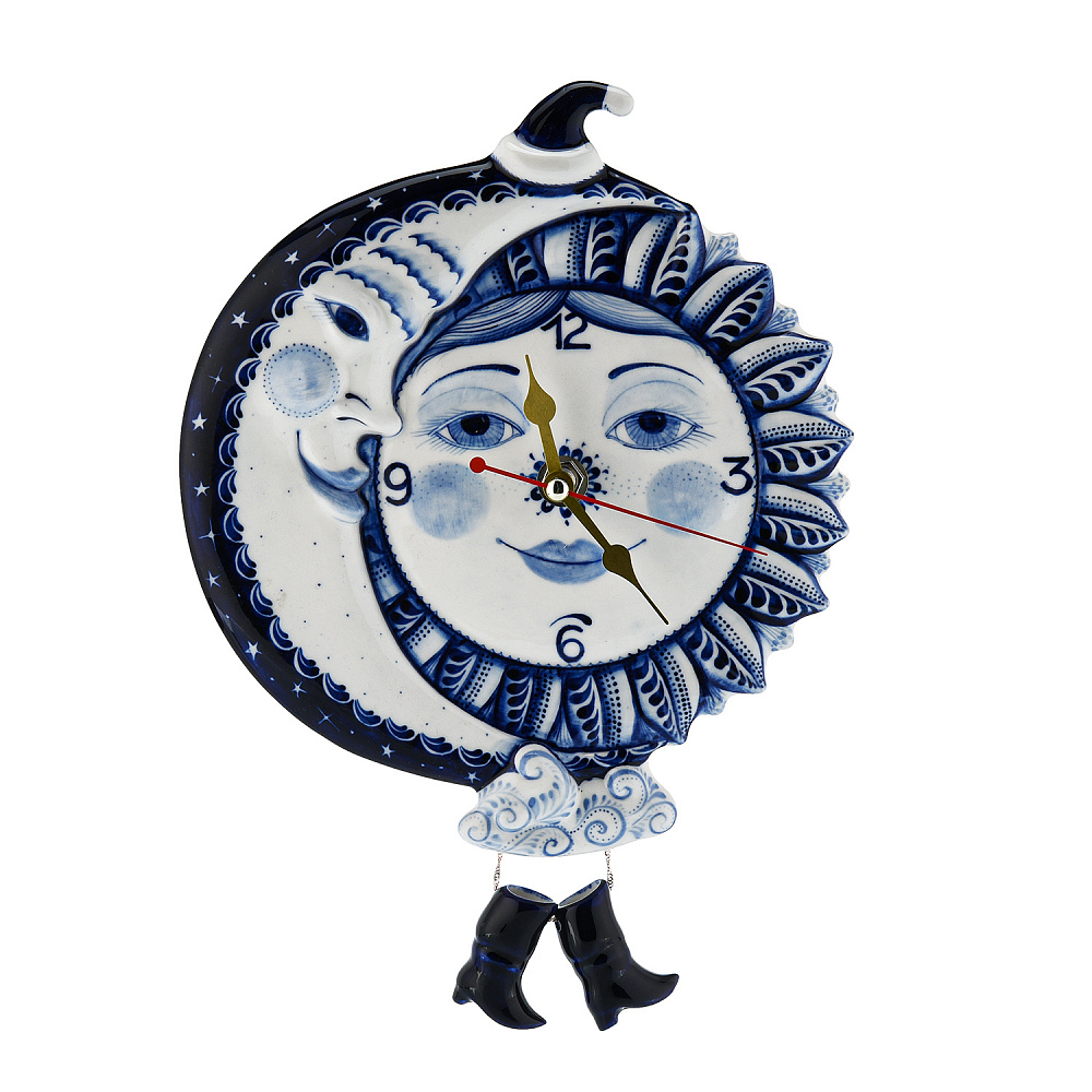 Часы настенные «День и Ночь». Гжель - интернет магазин Русь Велика я 