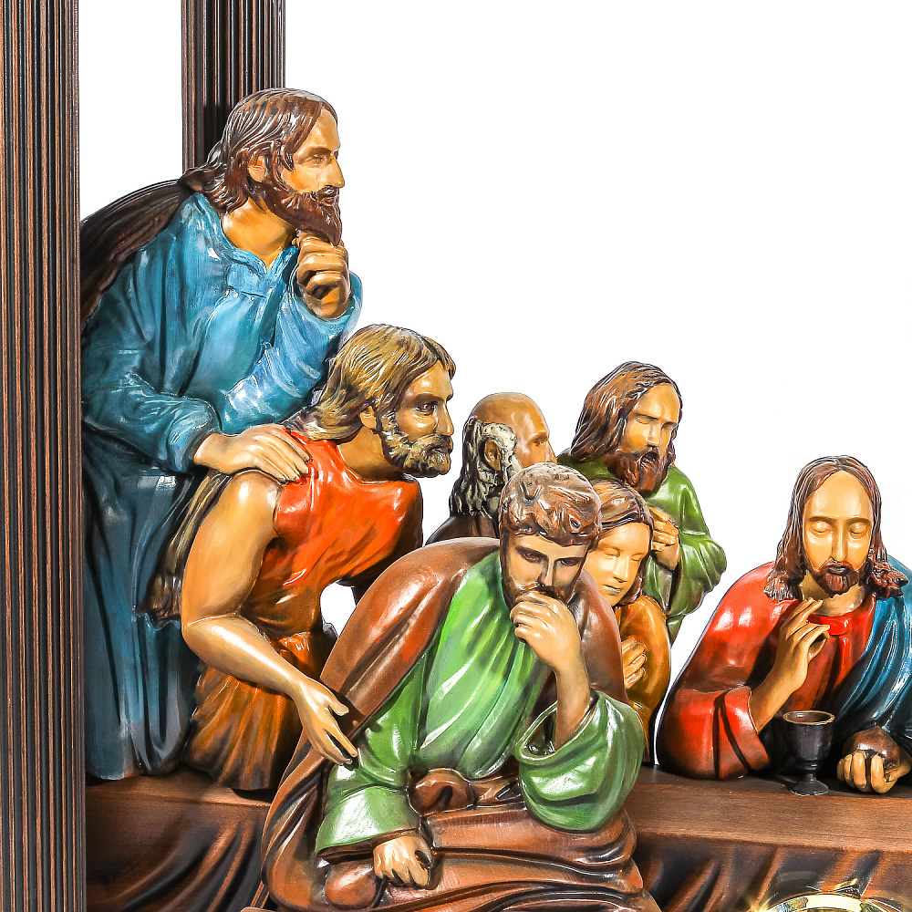 Деревянные резные часы «Тайная вечеря». Высота 104 см - интернет магазин Русь Велика я фото 3