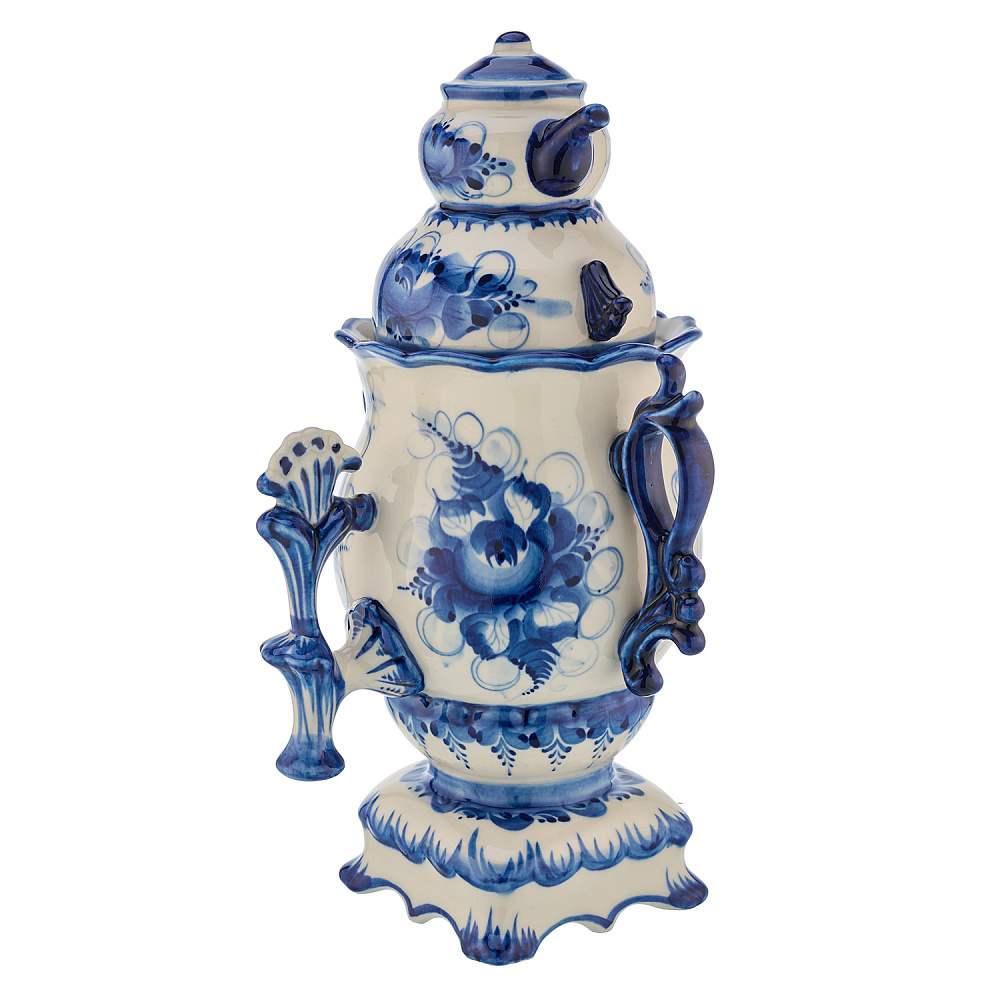 Шкатулка «Самовар купеческий». Гжель - интернет магазин Русь Велика я фото 1