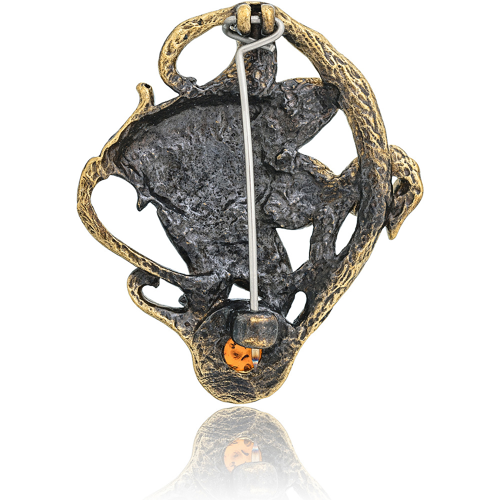 Брошь с янтарем «Цветочная дама» - интернет магазин Русь Велика я фото 1