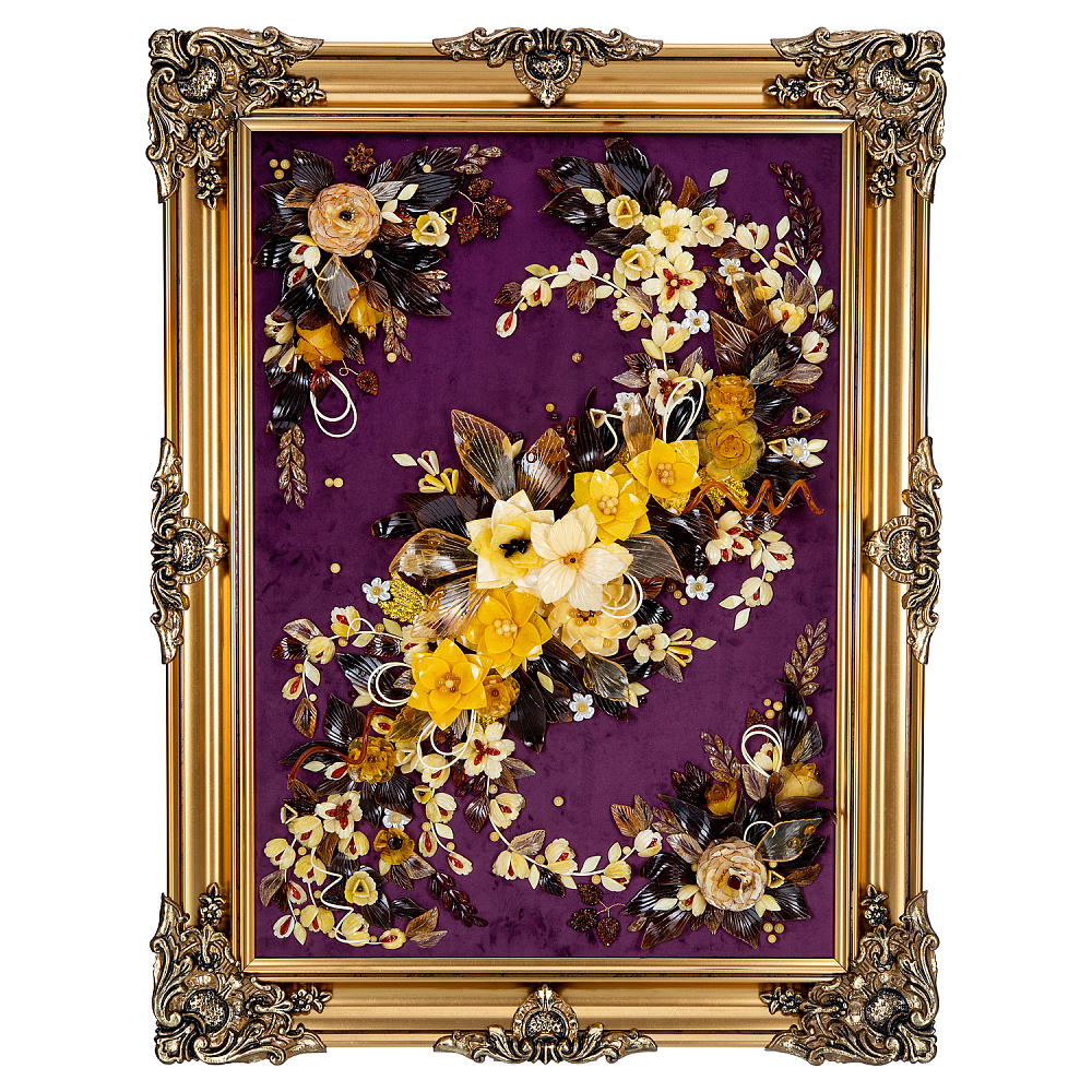 Картина янтарная «Цветочный флер» 57х70 см - интернет магазин Русь Велика я 