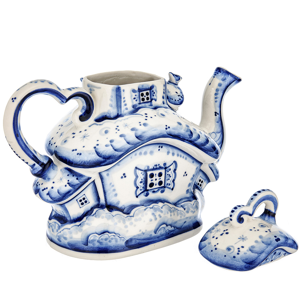 Чайник «Мороз Домик». Гжель - интернет магазин Русь Велика я фото 2