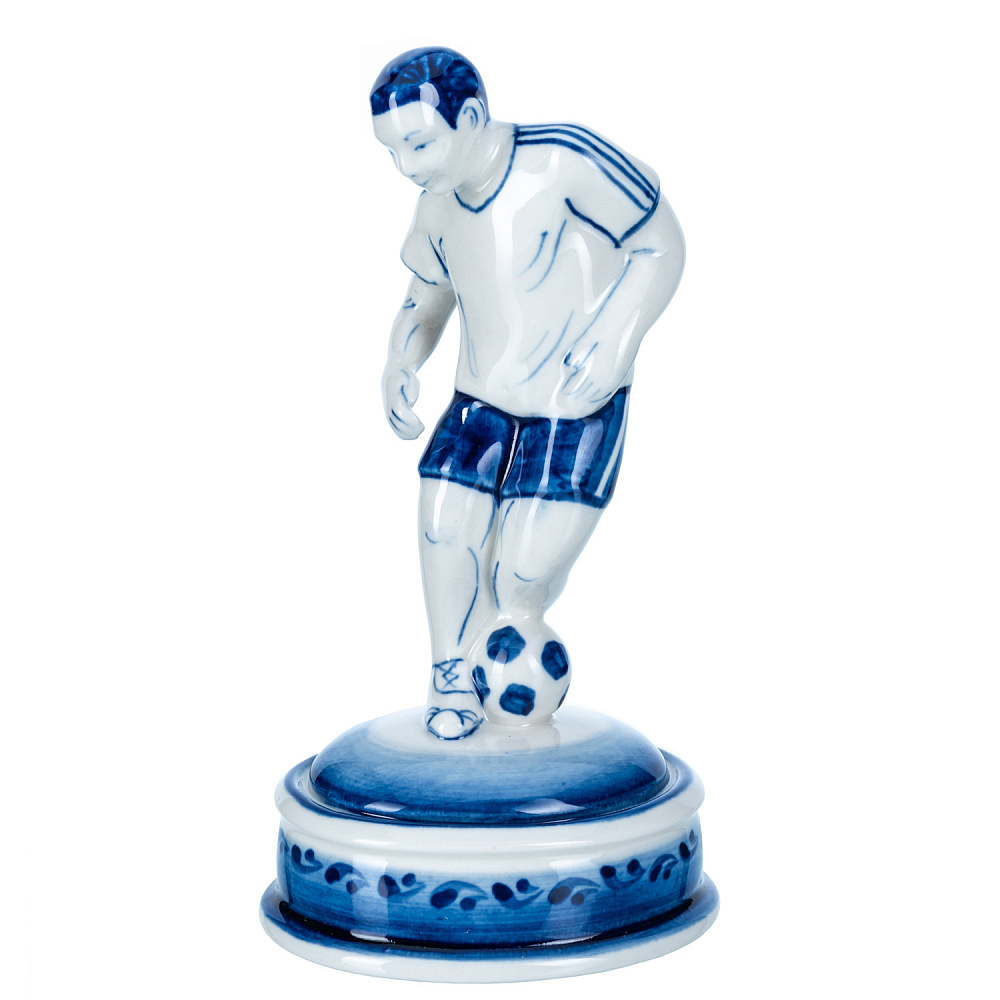 Статуэтка «Футболист». Гжель - интернет магазин Русь Велика я 