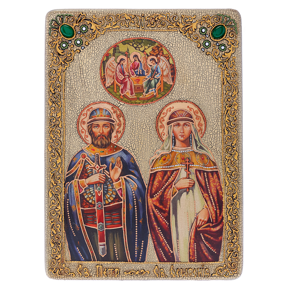 Икона из мореного дуба «Петр и Феврония» 29х21 см - интернет магазин Русь Велика я 