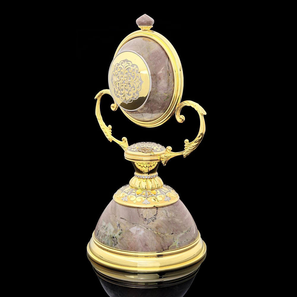 Часы каминные из яшмы и бронзы с двумя 3-х рожковыми канделябрами. Златоуст - интернет магазин Русь Велика я фото 4