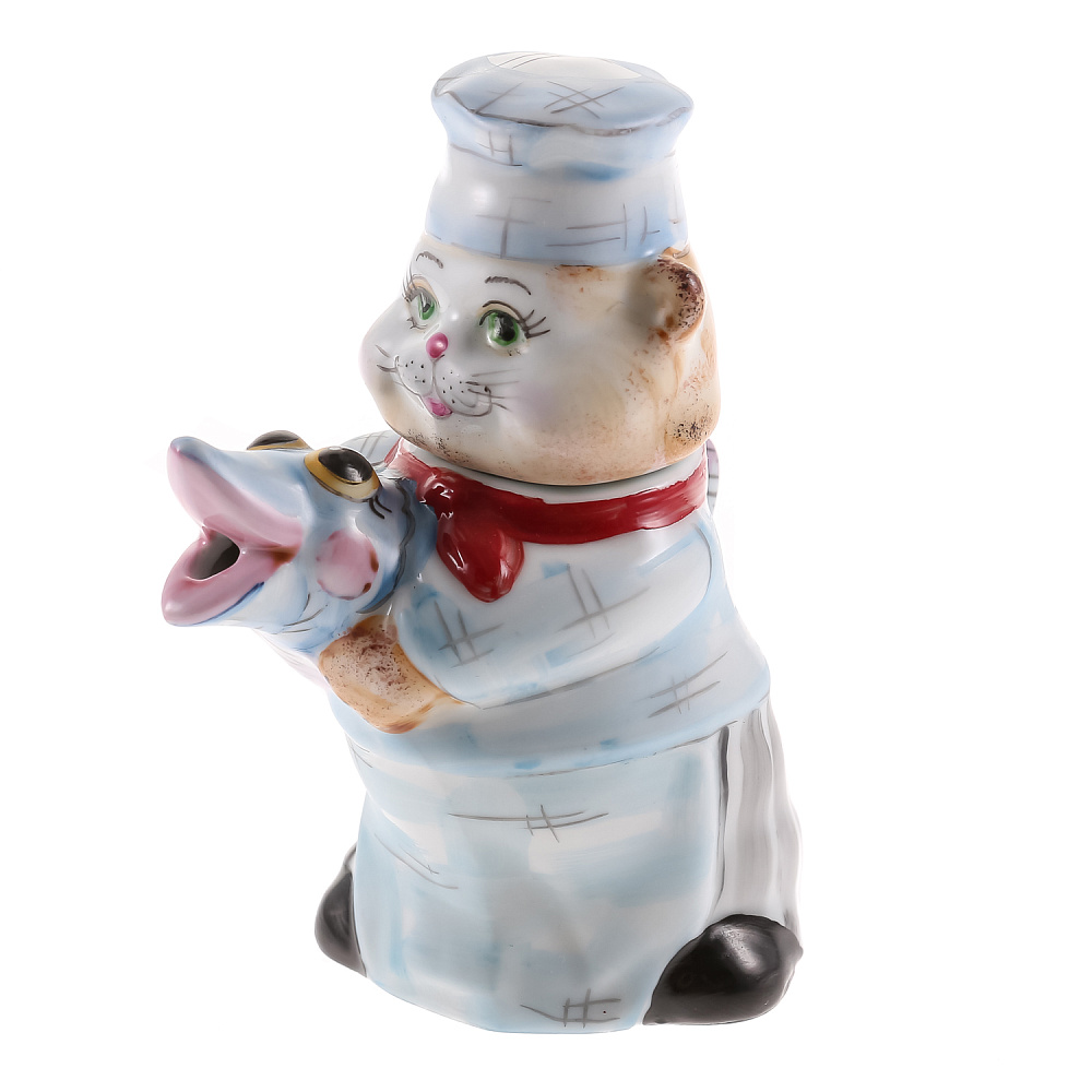 Чайник «Кот-повар». Гжель в цвете - интернет магазин Русь Велика я фото 3