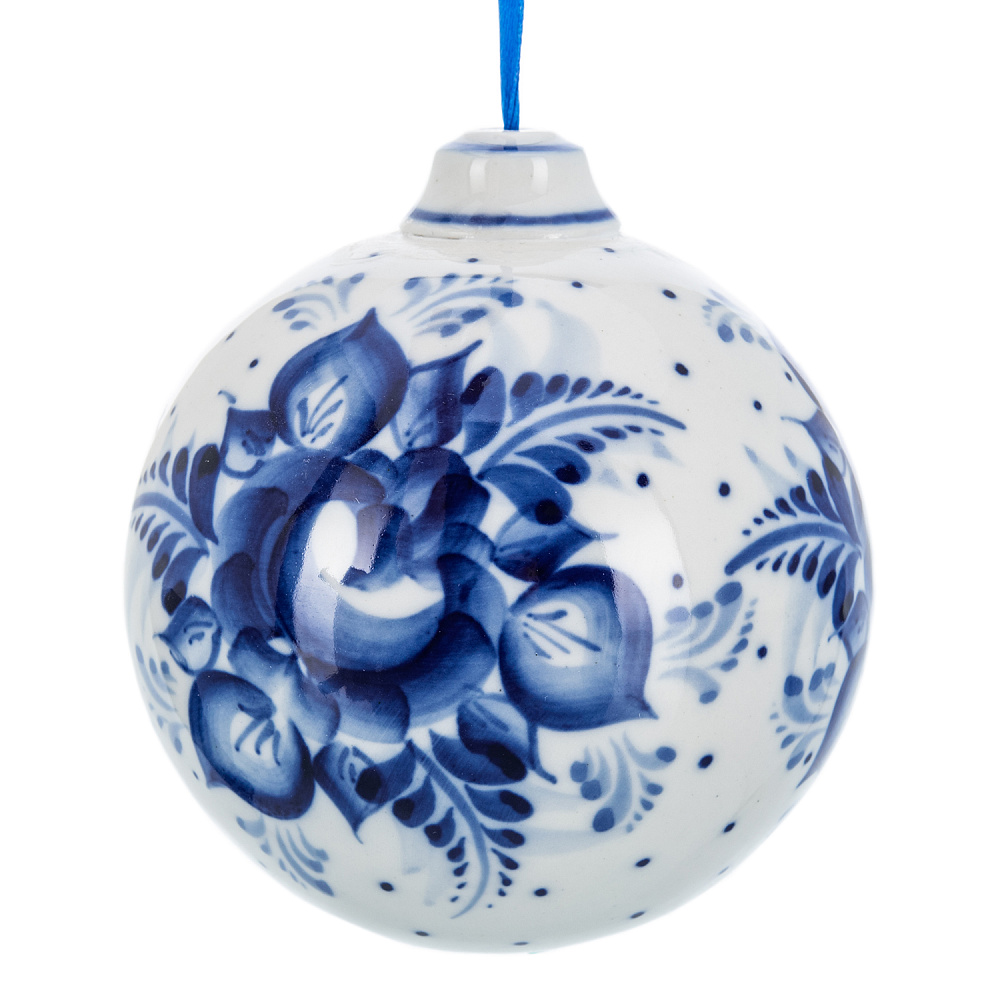 Новогодний елочный шар. Гжель - интернет магазин Русь Велика я фото 2