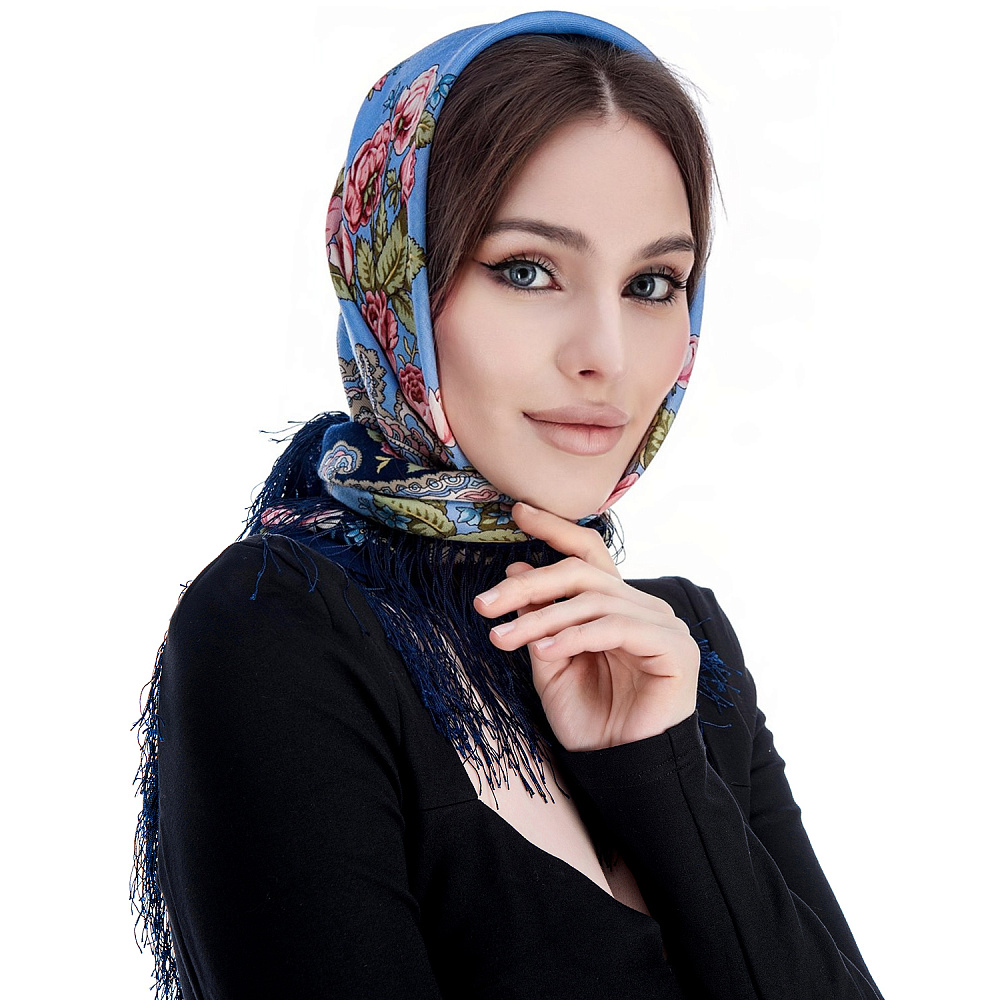 Платок ПавлоПосадский шерстяной «Румянец» 89х89 см - интернет магазин Русь Велика я 