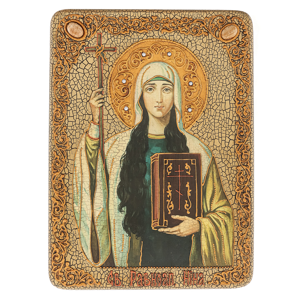 Икона из мореного дуба «Святая Равноапостольная Нина» 21х29 см - интернет магазин Русь Велика я 