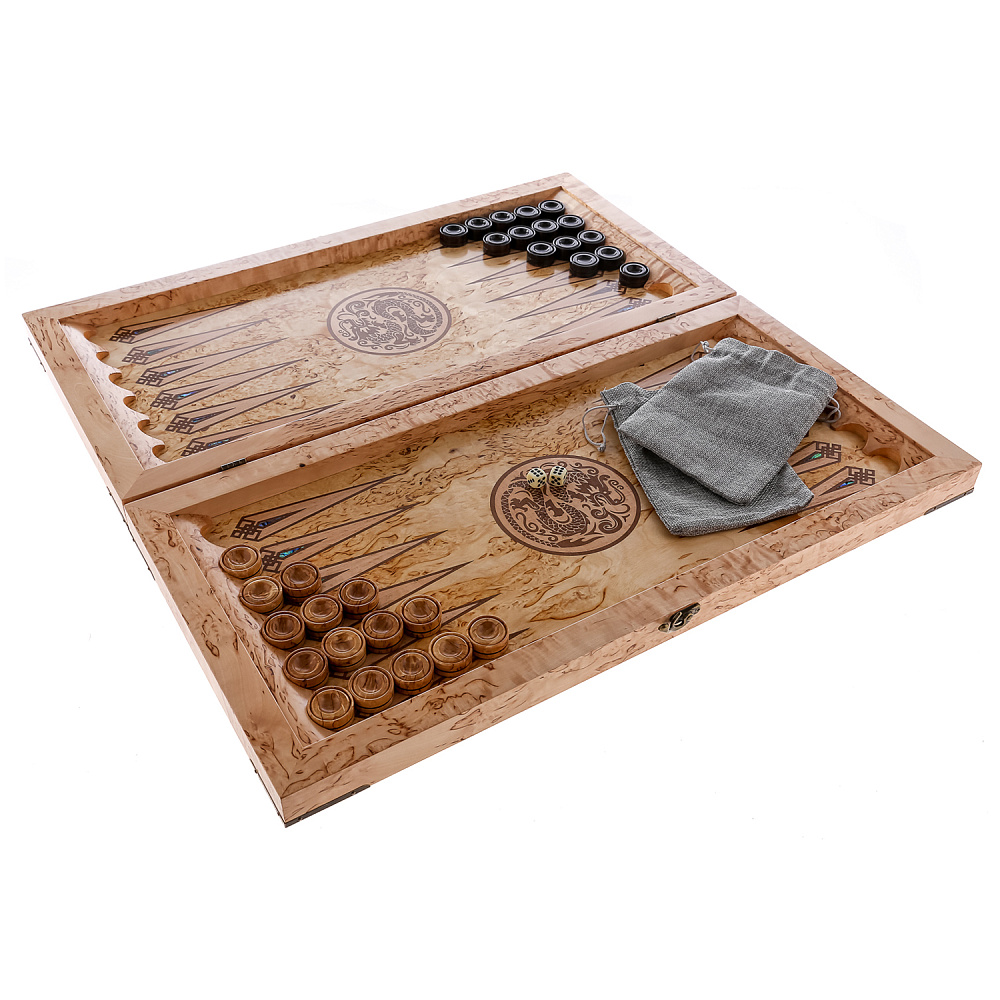 Нарды из карельской березы «Дракон» 60х30 см - интернет магазин Русь Велика я фото 4