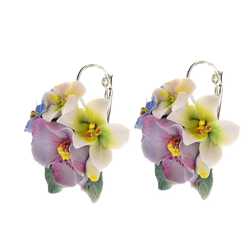 Серьги «Цветы» с фарфоровой лепкой - интернет магазин Русь Велика я фото 7