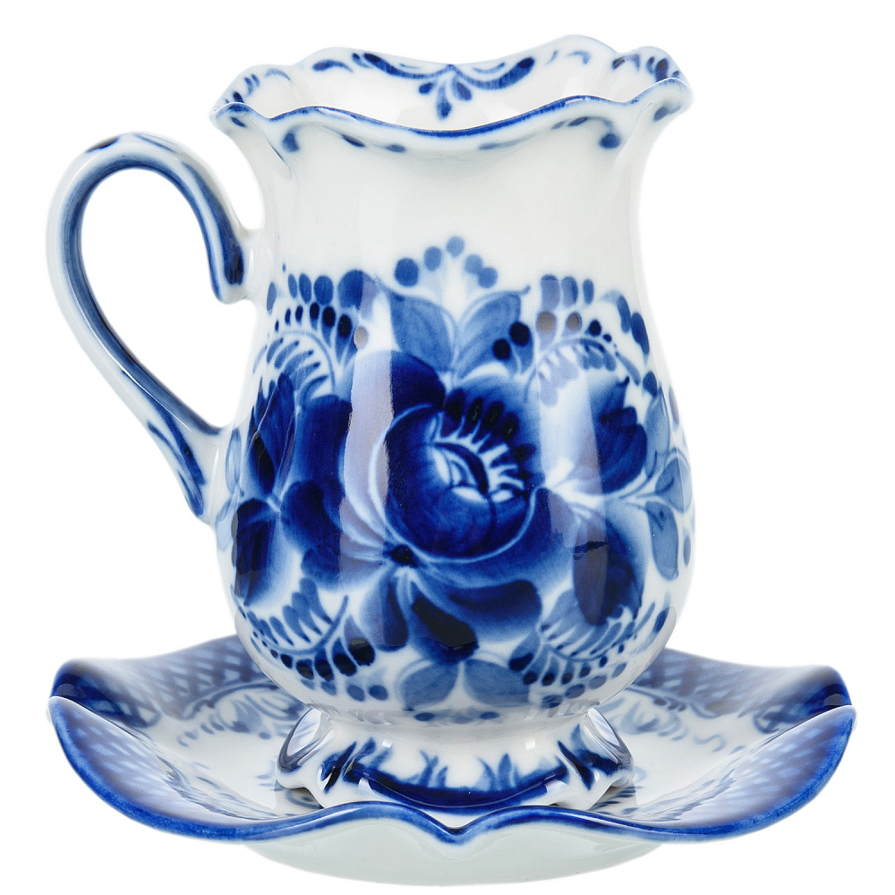 Кофейная пара «Тюльпан». Гжель - интернет магазин Русь Велика я фото 1