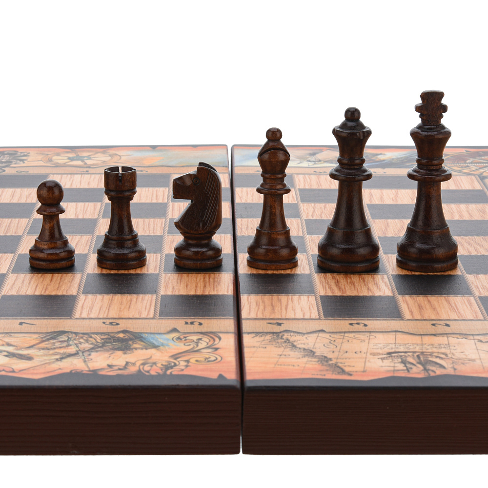 Шахматы-нарды-шашки деревянные «Морские» 50х25 см - интернет магазин Русь Велика я фото 6