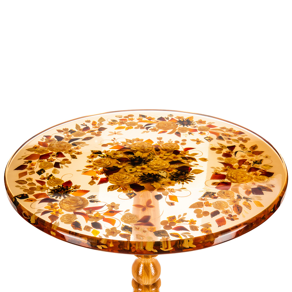 Стол с инкрустацией из янтаря «Бесконечность» - интернет магазин Русь Велика я фото 1