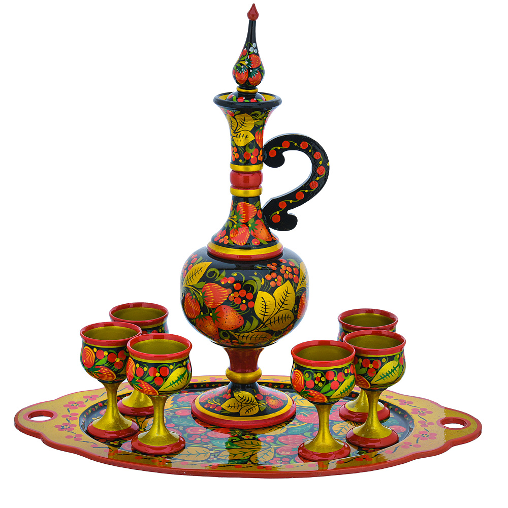 Питейный набор на 6 персон «Водочный». Хохлома - интернет магазин Русь Велика я фото 1