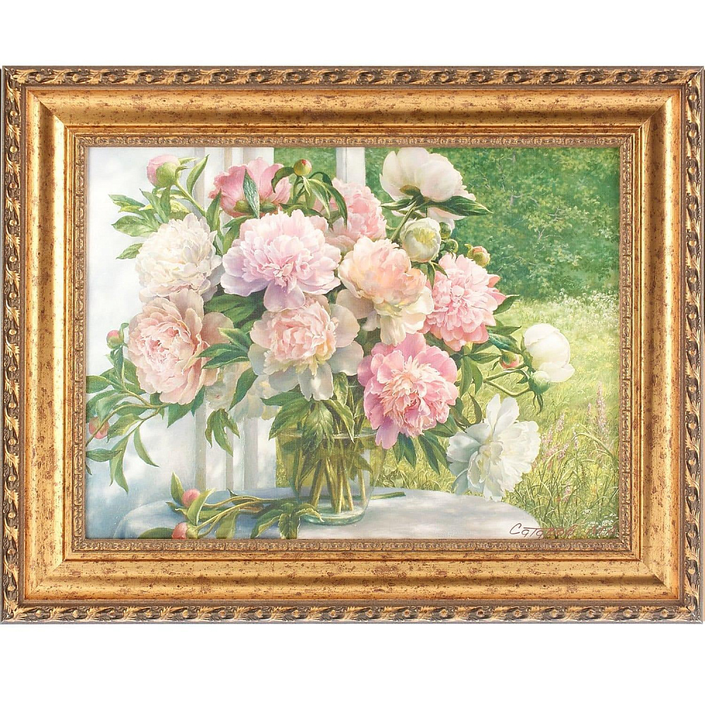 Картина репродукция «Пионы у окна» 50 х 44 см - интернет магазин Русь Велика я 