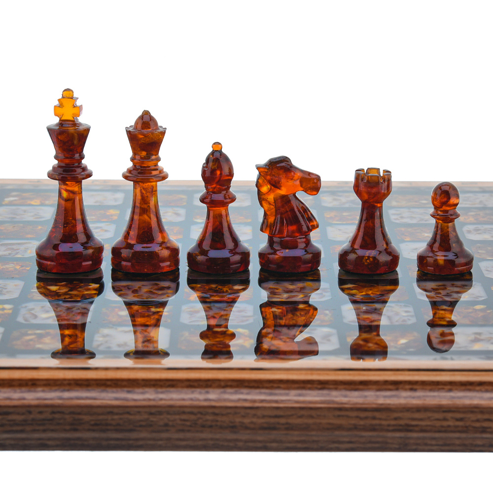 Шахматы с янтарными фигурами 28х28 см - интернет магазин Русь Велика я фото 3
