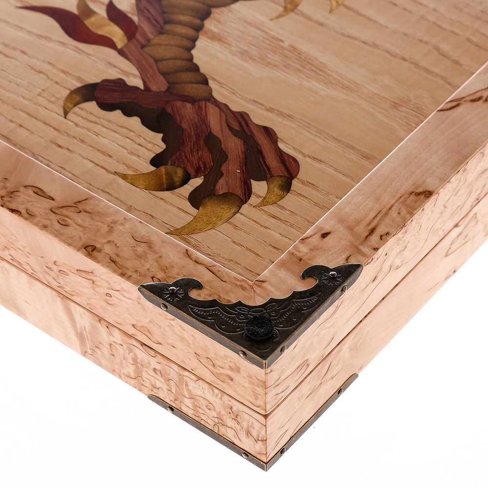 Нарды из карельской березы «Дракон» 60х30 см - интернет магазин Русь Велика я фото 2