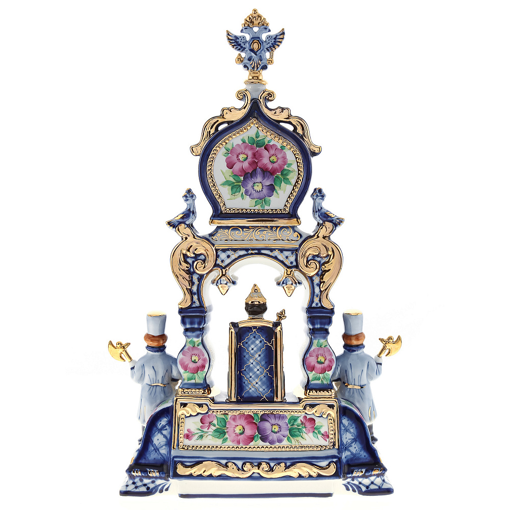 Часы настольные «Царский трон». Гжель в цвете и золоте - интернет магазин Русь Велика я фото 7
