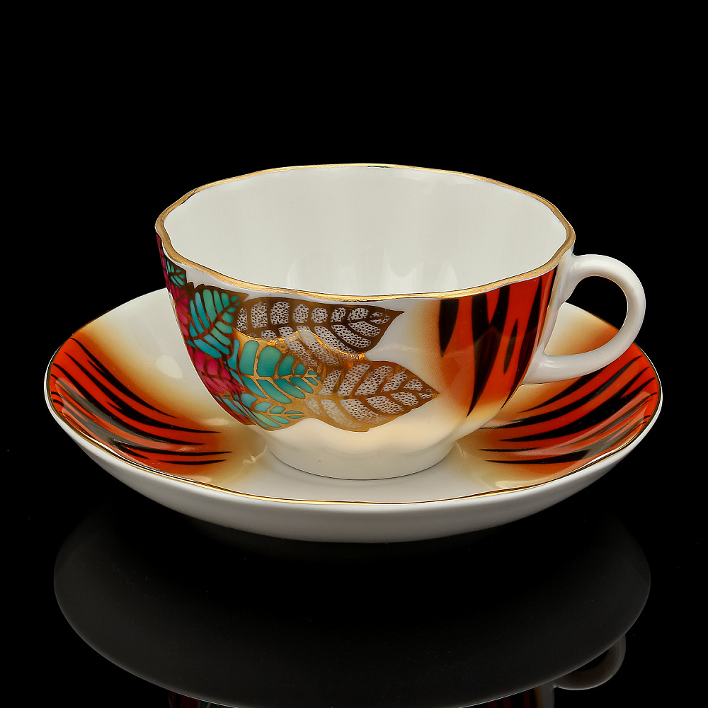 Чайная пара 250 мл «Пуансеттия». Форма «Тюльпан». ИФЗ - интернет магазин Русь Велика я фото 1