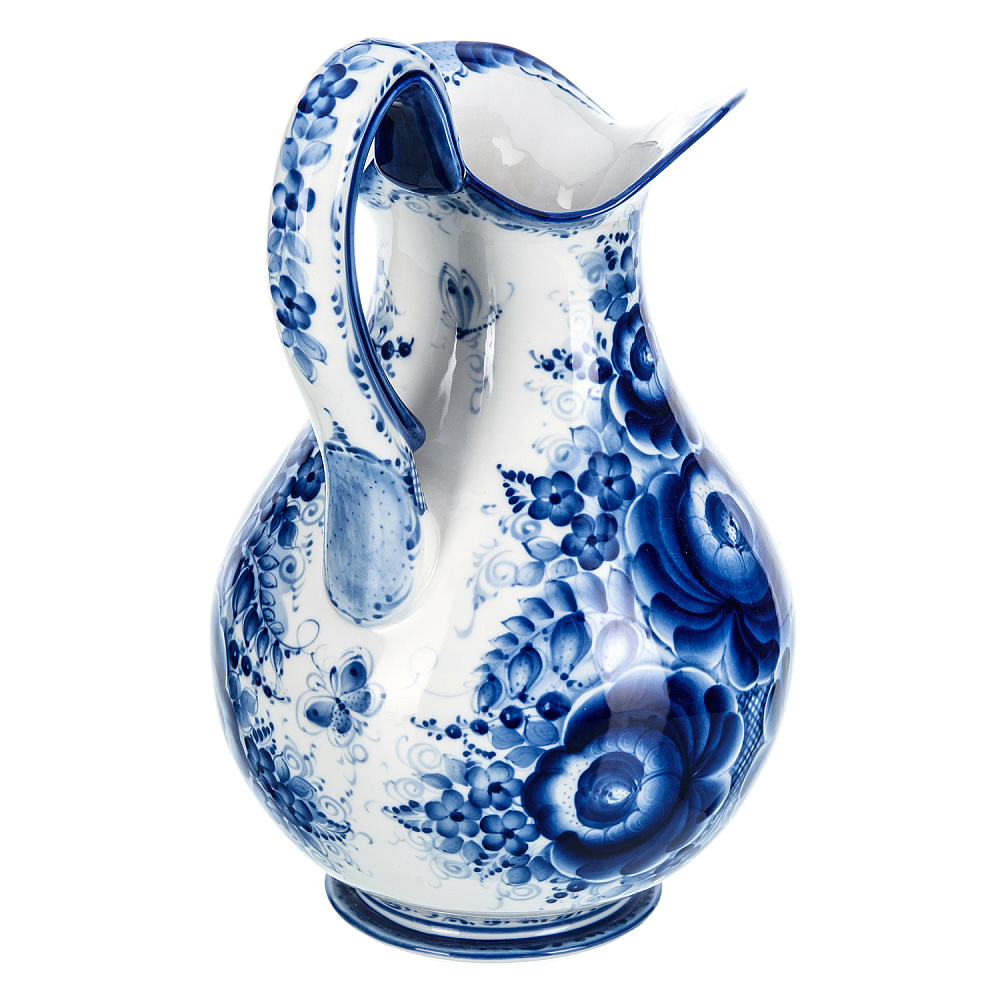 Кувшин «Цветы». Гжель - интернет магазин Русь Велика я фото 3