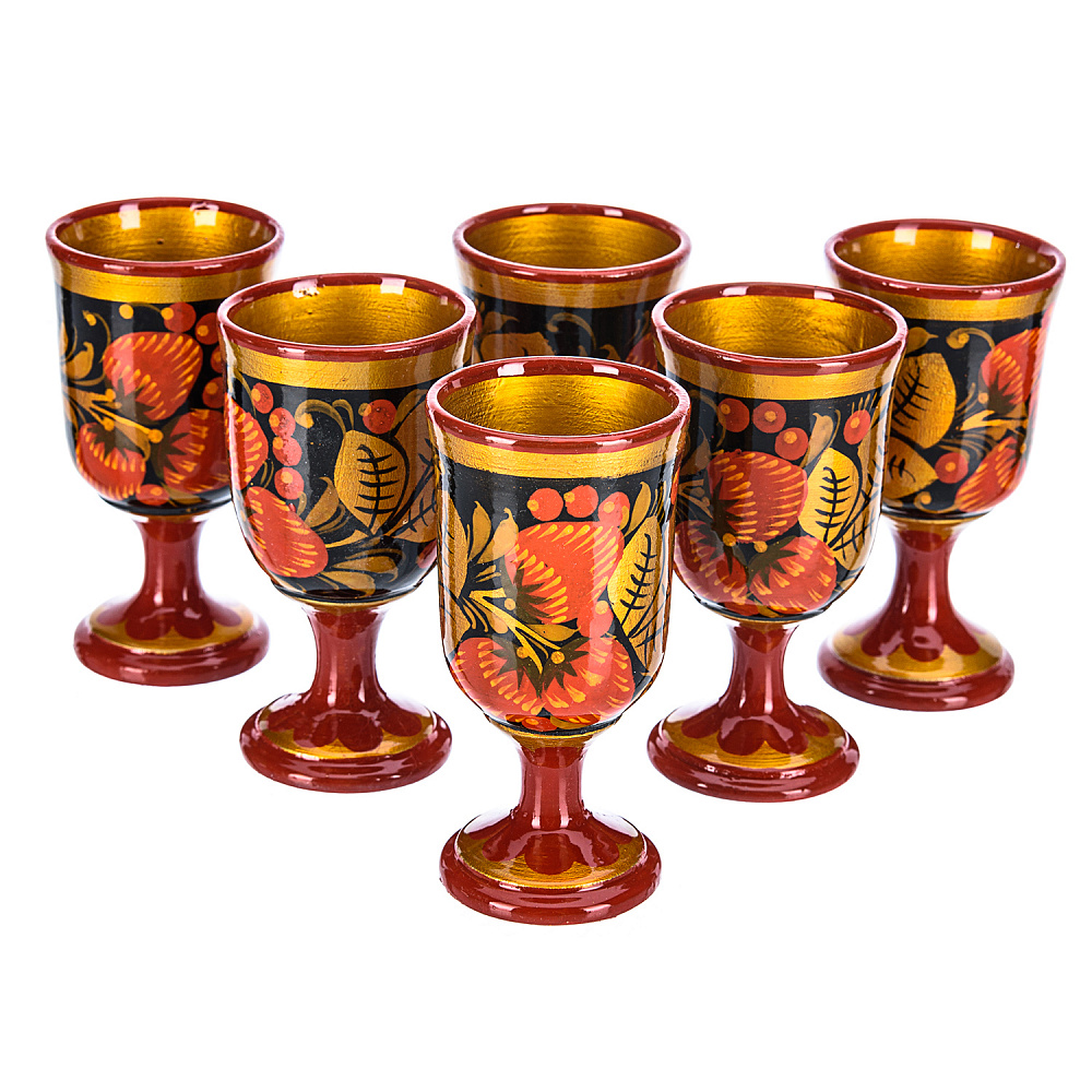 Питейный набор на 6 персон «Водочный». Хохлома - интернет магазин Русь Велика я фото 2