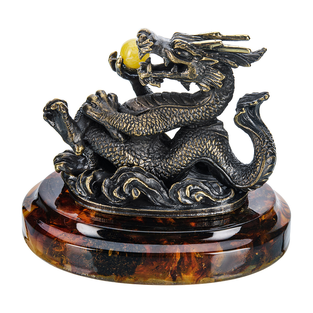 Статуэтка из бронзы и янтаря «Блатной китайский дракон» - интернет магазин Русь Велика я фото 2