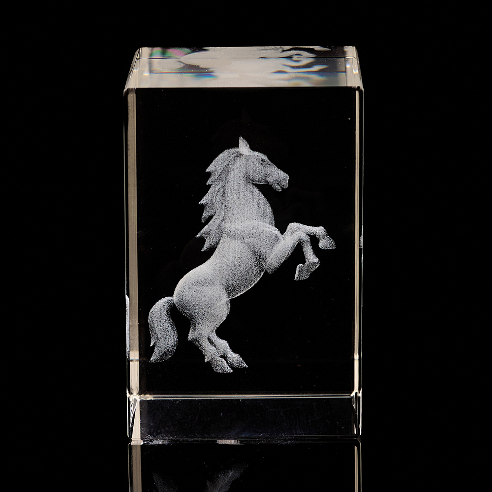 Символ 2026 года. Лазерная графика. Куб «Лошадь» - интернет магазин Русь Велика я 