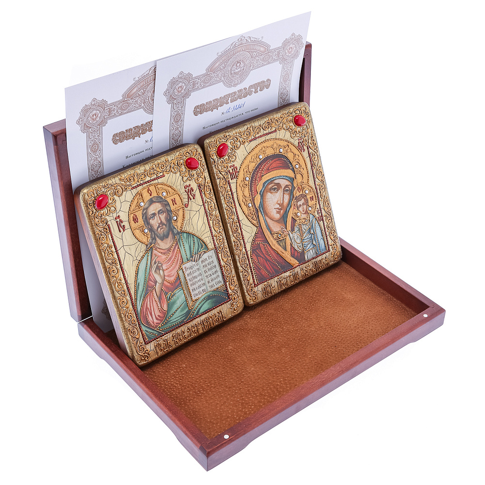 Венчальная пара икон «Божья Матерь Казанская и Вседержитель» - интернет магазин Русь Велика я фото 1