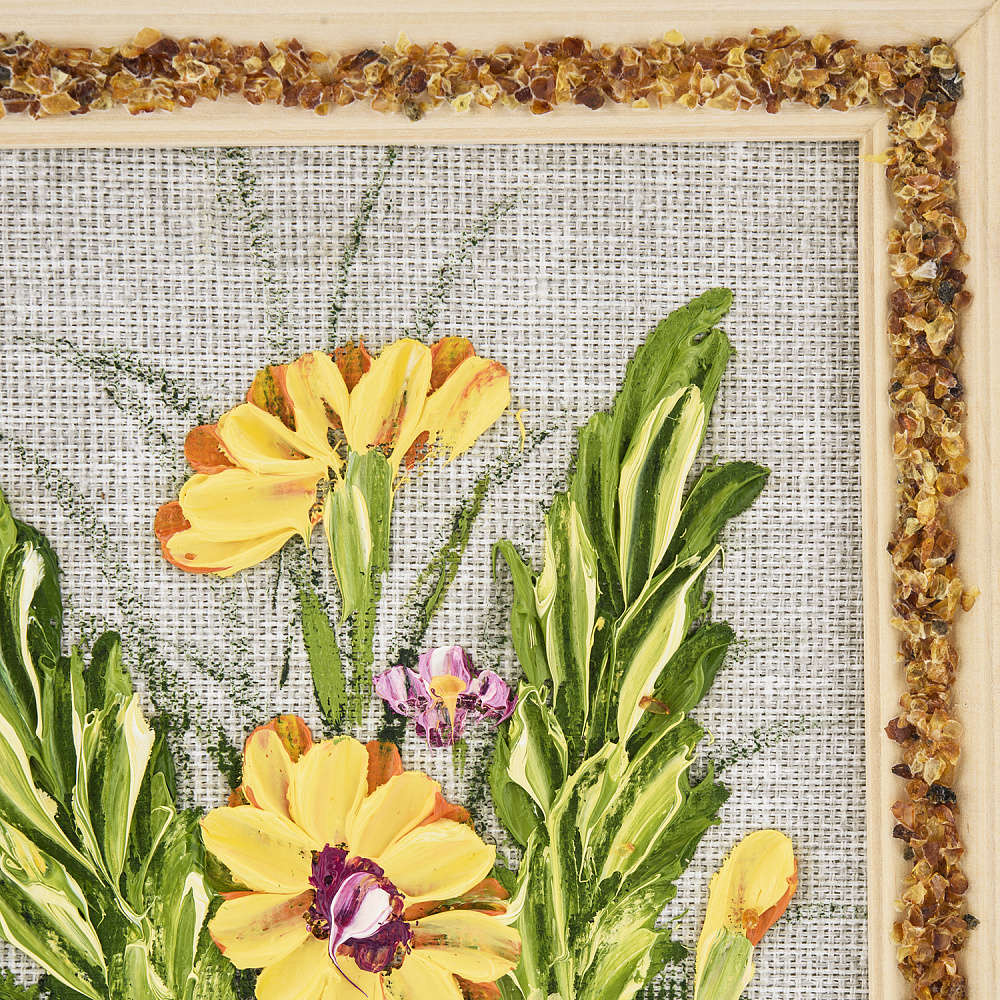 Панно в янтарной раме «Букет цветов» 27х18 см - интернет магазин Русь Велика я фото 2