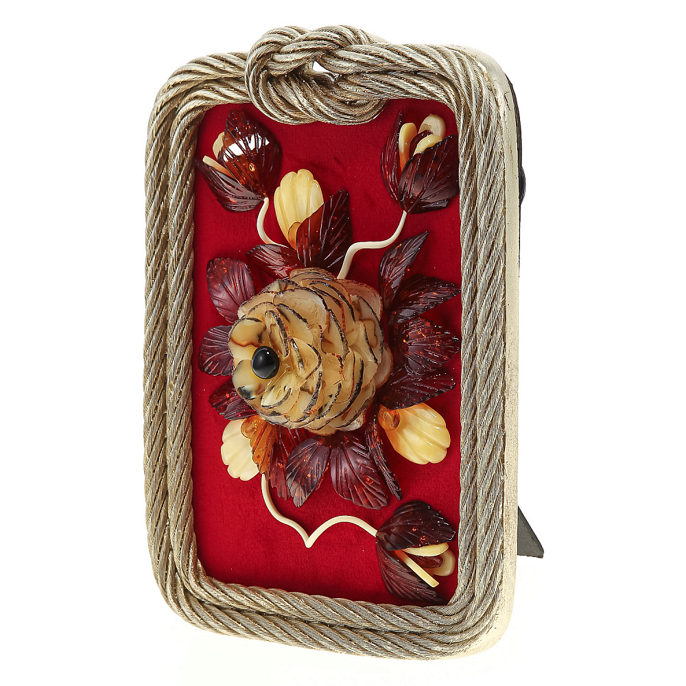 Настольное янтарное панно «Открытка с цветами» 21х15 см - интернет магазин Русь Велика я фото 1