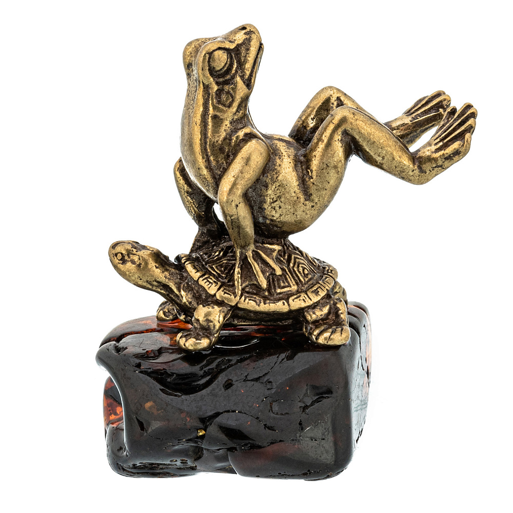 Статуэтка с янтарем «Лягушка на черепахе» - интернет магазин Русь Велика я 