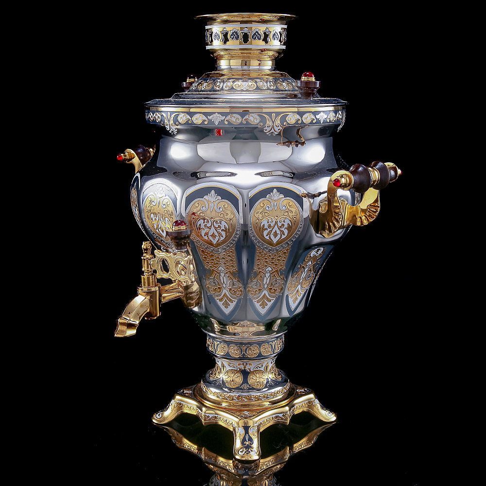 Самовар электрический 3л с позолотой. Златоуст - интернет магазин Русь Велика я фото 1