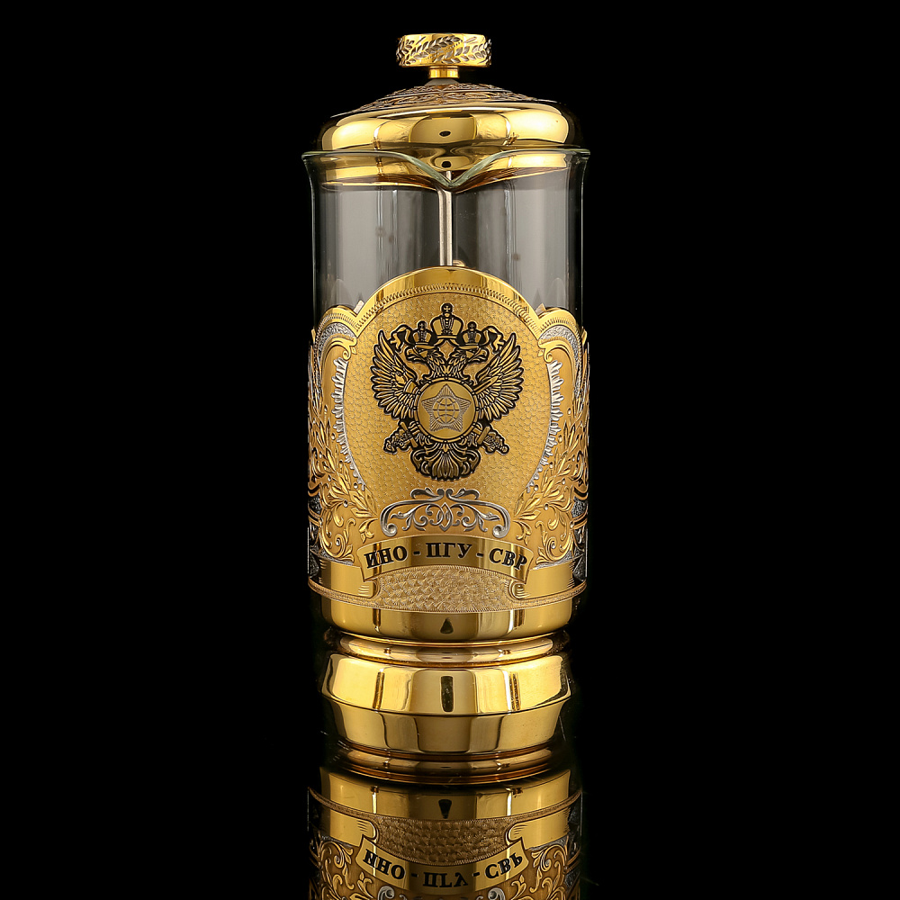 Чайный набор с френч-прессом и подстаканниками «СВР». Златоуст - интернет магазин Русь Велика я фото 3