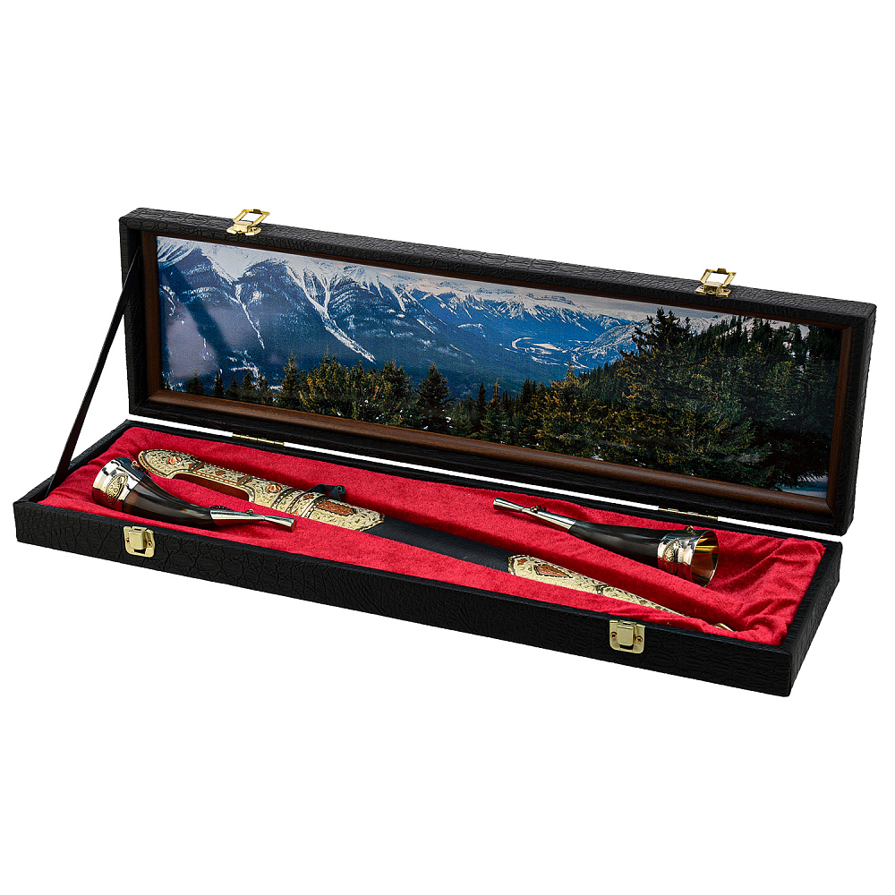 Подарочный набор с кинжалом и рожками для вина - интернет магазин Русь Велика я 