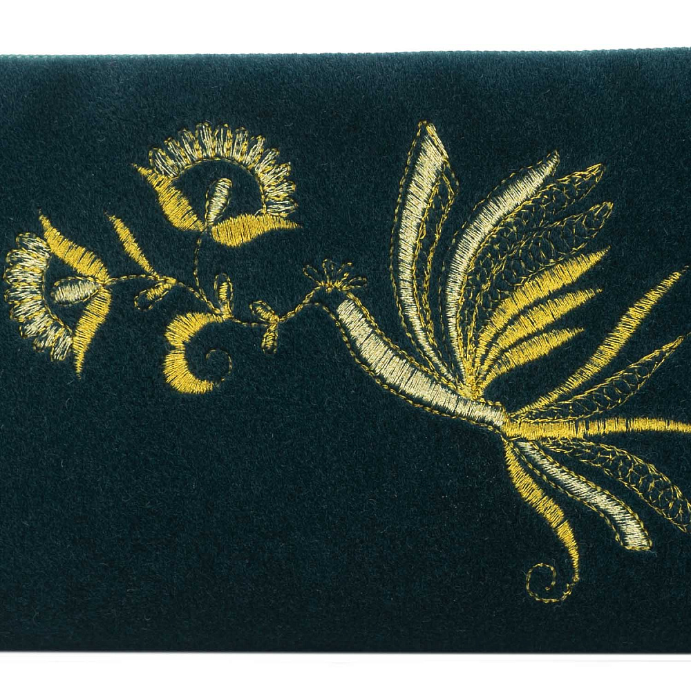 Очечник «Птица». Цвет морской волны с вышивкой - интернет магазин Русь Велика я фото 2