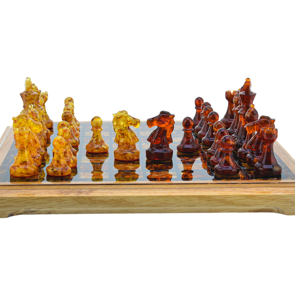 Шахматы с янтарными фигурами 28х28 см - интернет магазин Русь Велика я фото 4
