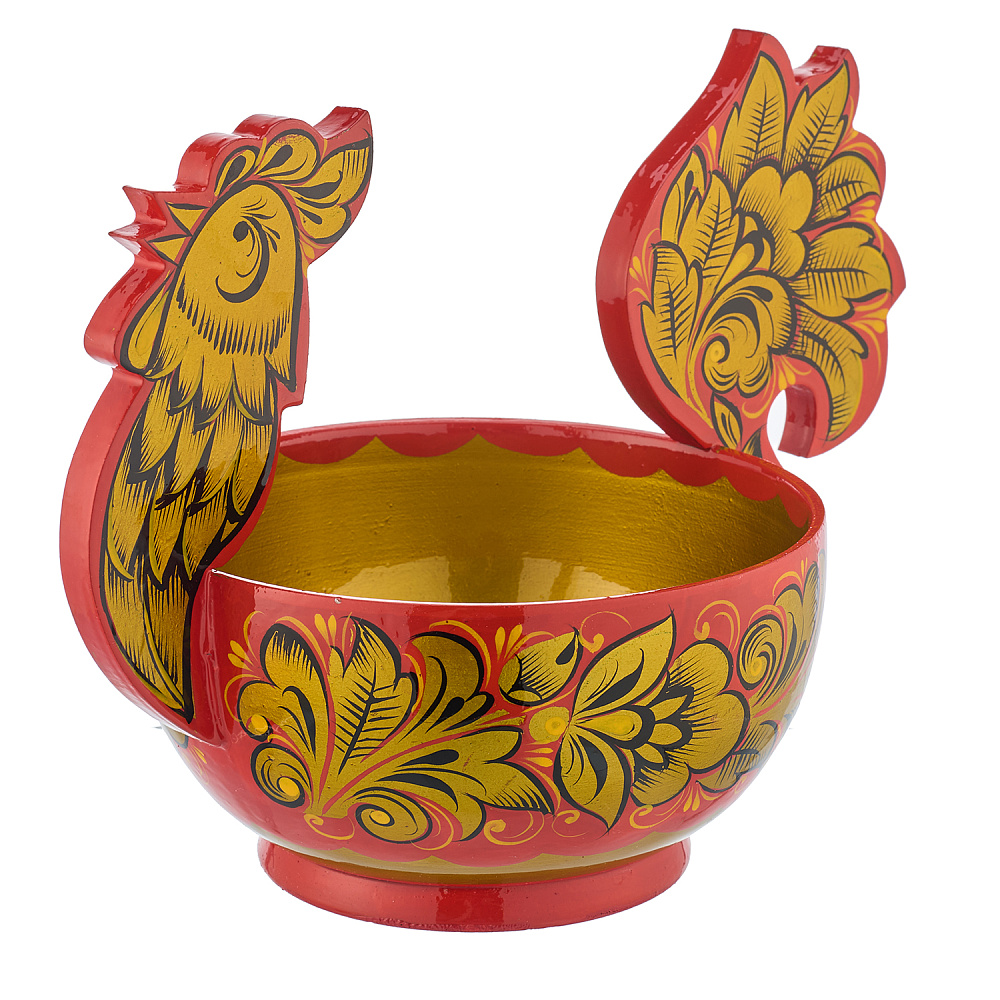 Конфетница «Петух». Хохлома - интернет магазин Русь Велика я фото 1