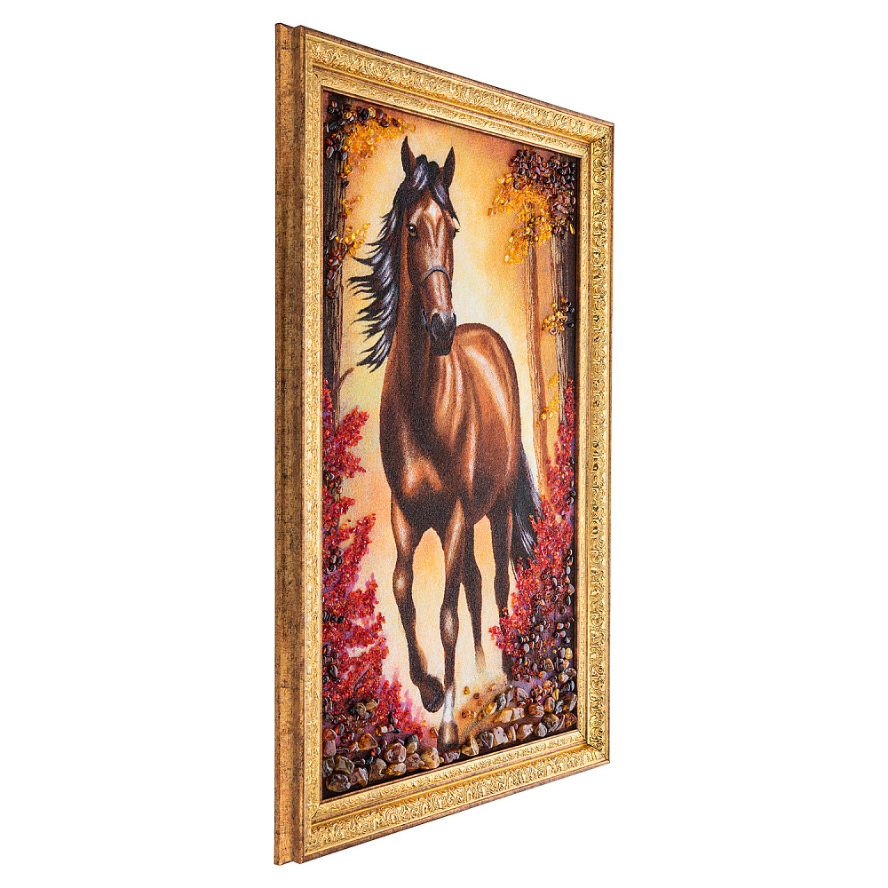 Картина янтарная «Конь в рассветном лесу» 60x40 см - интернет магазин Русь Велика я фото 6