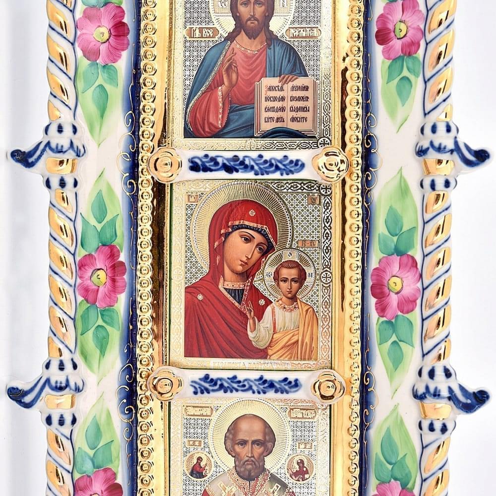 Киот настенный с лампадой (триптих) вертикальный 14 х 53 см. - интернет магазин Русь Велика я фото 2