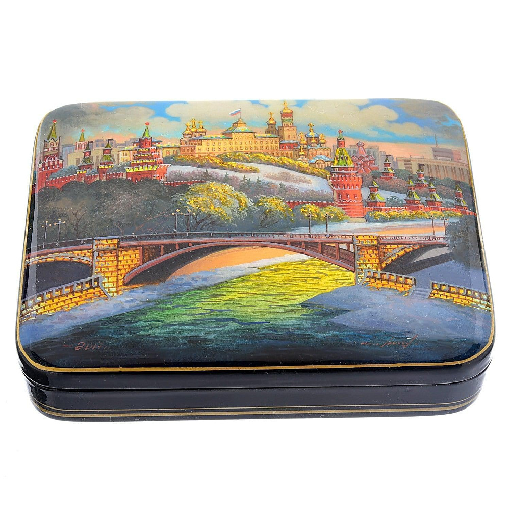 Шкатулка с лаковой миниатюрой «Москва» - интернет магазин Русь Велика я 