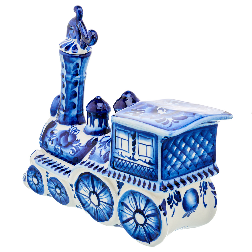 Штоф со стопками «Паровоз». Гжель - интернет магазин Русь Велика я фото 4