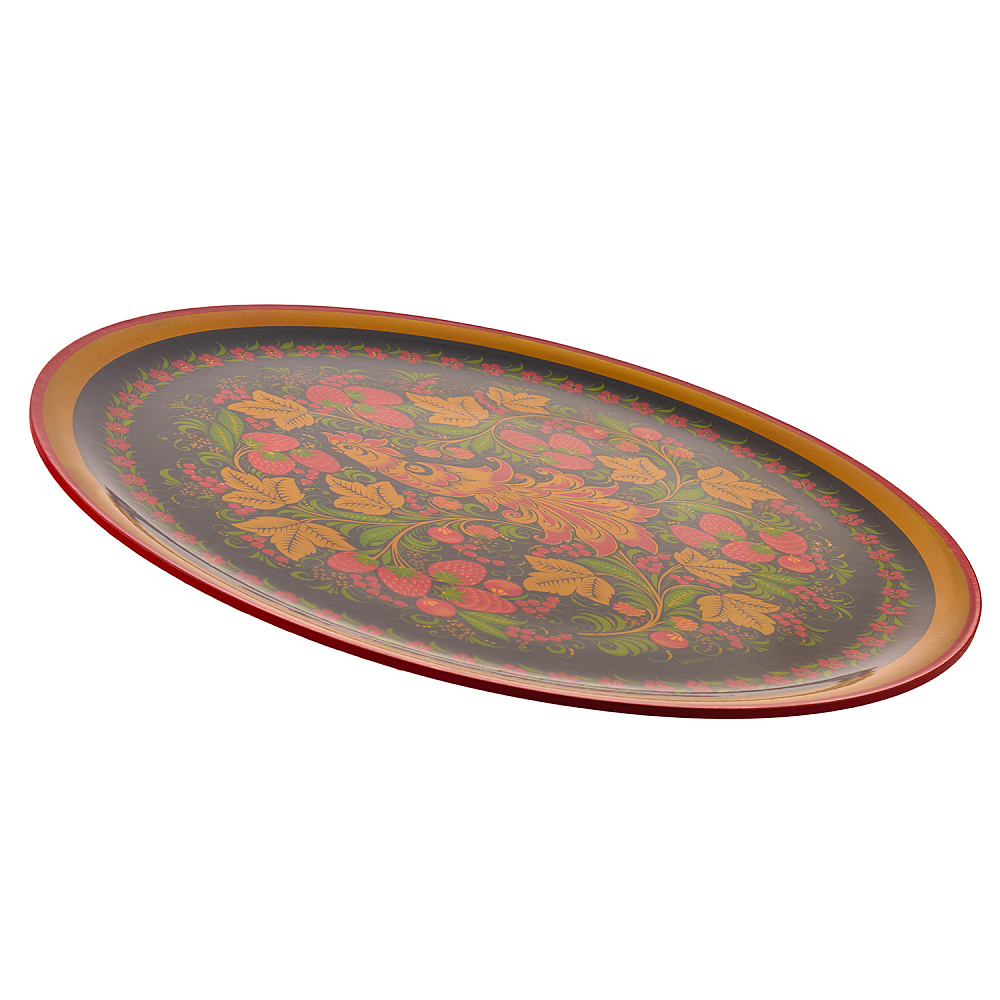 Панно-тарелка «Птица и клубника». Хохлома - интернет магазин Русь Велика я фото 2