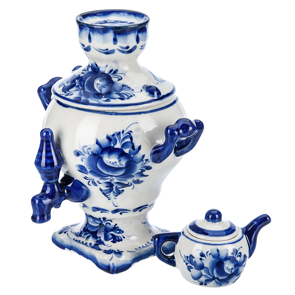 Сувенирный самовар-шкатулка. Гжель - интернет магазин Русь Велика я фото 1