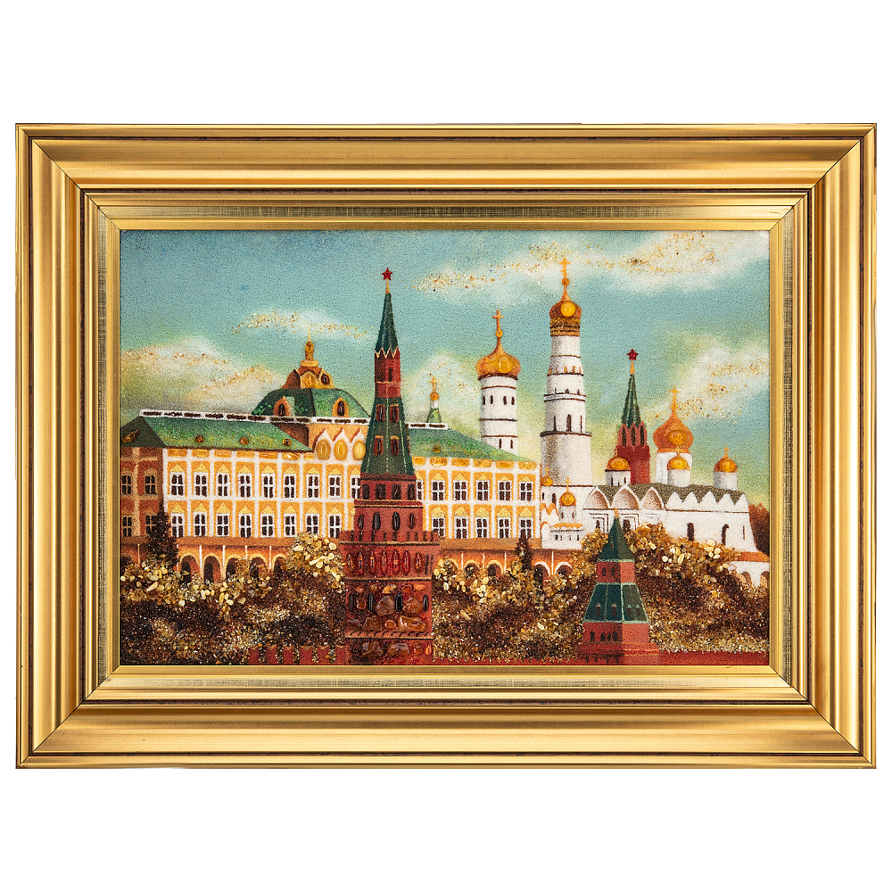 Картина янтарная «Большой Кремлевский дворец» 60х40 см - интернет магазин Русь Велика я 